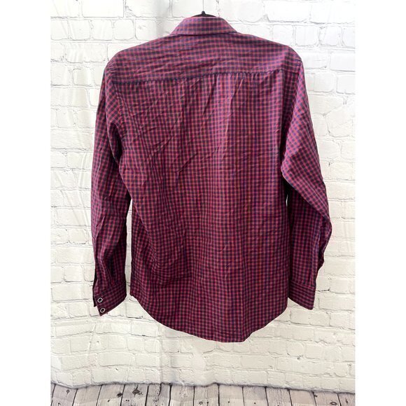 ACA JOE MENS RED AND BLUE GINGHAM BUTTON DOWN SHIRT SZ (S) - Picture 4 of 4